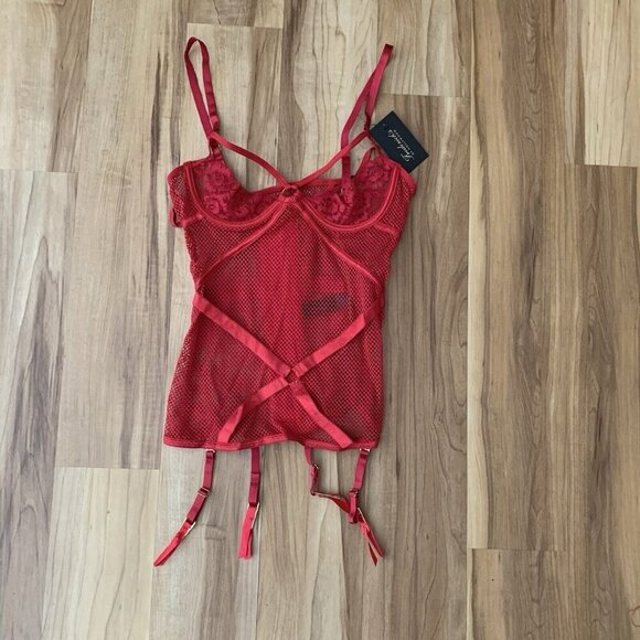 Frederick's Of Hollywood Women's Analia Open Cup Corset Garter Set Small Red - Picture 1 of 10